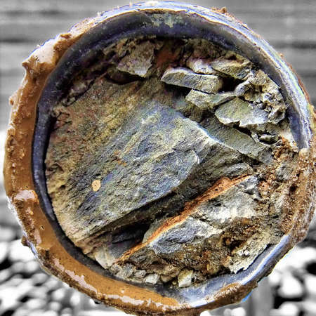 Limestone, close up of a core, Goslar, Germanyの写真素材