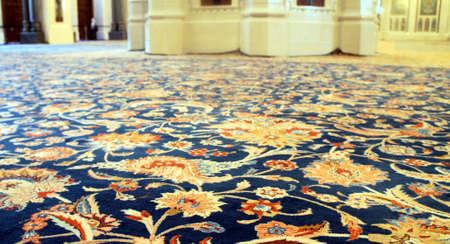 Carpet in the large mosque of Muscat, for praying Muslimsの写真素材