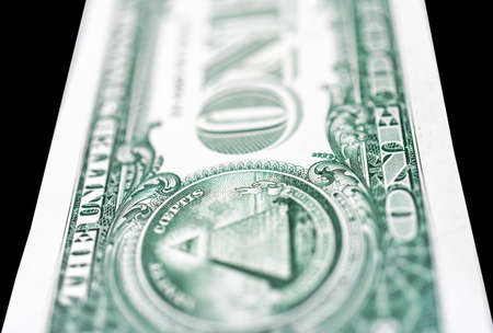 One-dollar note, cropped, front and back intentional blurred, american currencyの写真素材