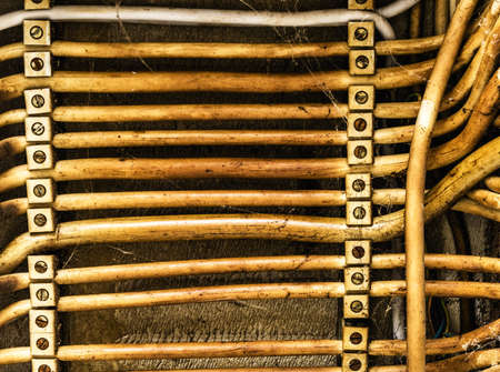 Old electric cables, laid parallel in lines, background, abstractの写真素材