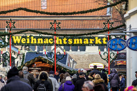Brunswick, Lower Saxony, Germany, December 7th 2017: Entrance of the Christmas Market of Brunswickのeditorial素材