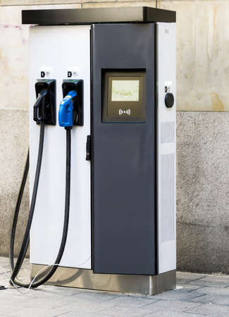 Filling station for electric power for electric cars in Germany, saving ecologyの写真素材