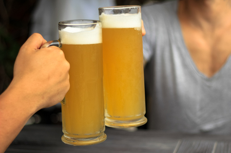 Two glasses of beer.の写真素材