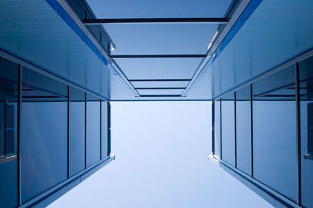 Glassed blue constructionsの写真素材