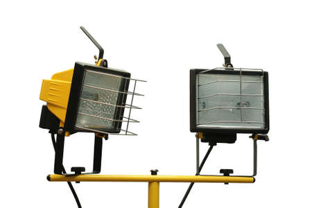 Two halogen spotlights, isolated on white backgroundの写真素材