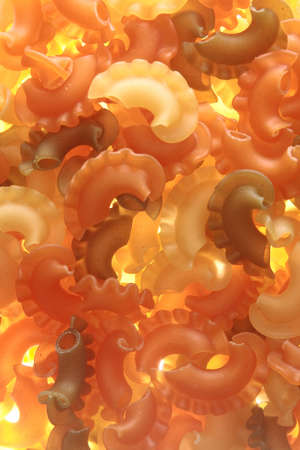 Organic background of pasta crests of three colorsの写真素材