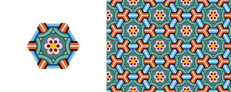 Korean traditional decorative patterns of temples.のイラスト素材