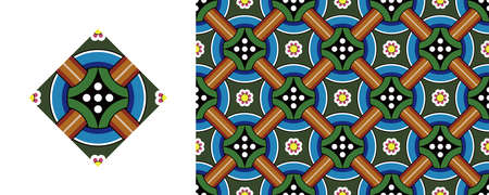 Dan-cheong. Korean traditional decorative patterns of temples.のイラスト素材