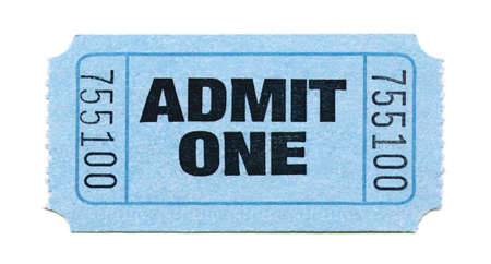 Close-Up of Light Blue General Admission Ticket Isolated on a White Background Close-Up of Light Blue General Admission Ticket Isolated on a White Background