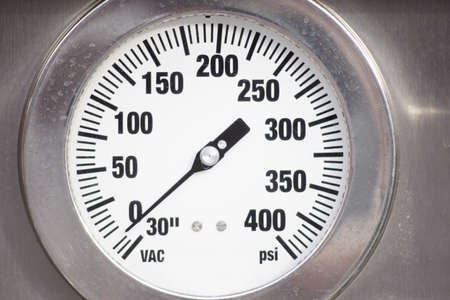 Close-up of water pressure gauge on fire engine truckの写真素材