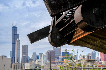 A view of the Chicago skyline from the Bridge in Illinois.