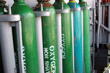 Oxygen Tanks aboard the USS Midway Aircraft Carrier Museumの写真素材