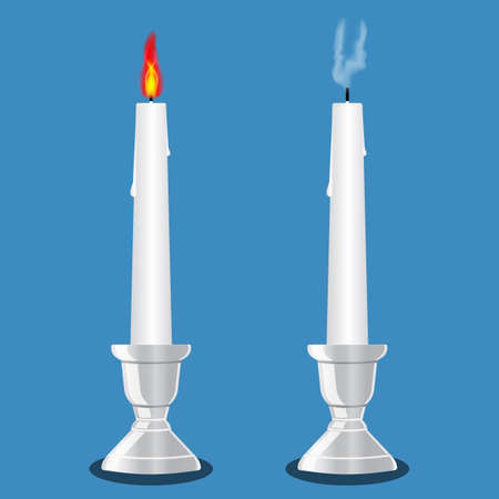 Burning and extinct candle in a candlestickのイラスト素材