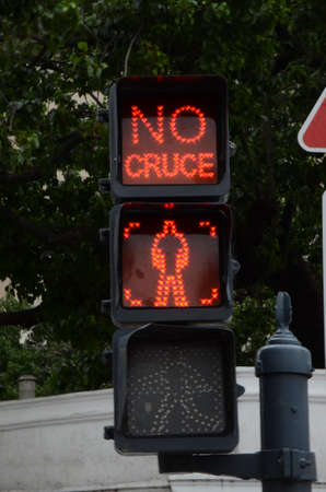 Traffic light in Buenos Airesの写真素材