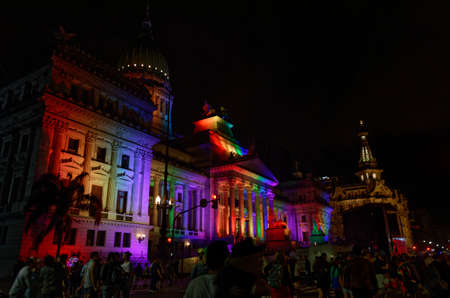 Night view of St. Stephen's Basilicaの写真素材