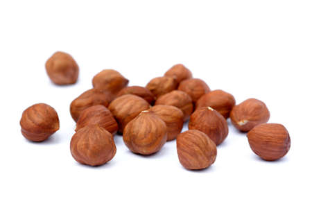 Healthy hazelnut isolated on white backgroundの写真素材
