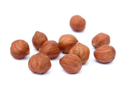 Healthy hazelnut isolated on white backgroundの写真素材