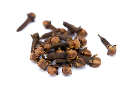 Fragrant spices cloves isolated on white backgroundの写真素材