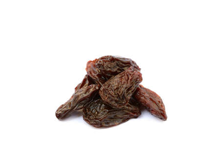 Sweet dried raisins isolated with white backgroundの写真素材