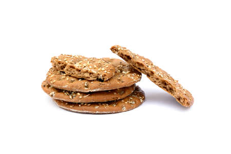 Healthy cereal bread isolated on white backgroundの写真素材