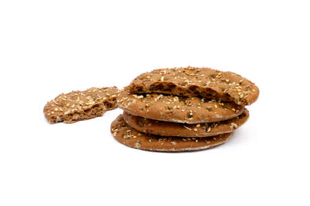 Healthy cereal bread isolated on white backgroundの写真素材