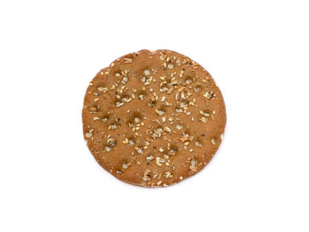 Healthy cereal bread broken isolated on white backgroundの写真素材