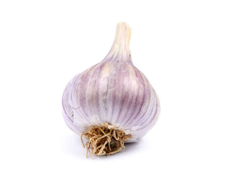 Healthy fresh garlic isolated on white backgroundの写真素材
