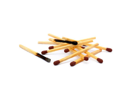 Pile of matches isolated on white backgroundの写真素材