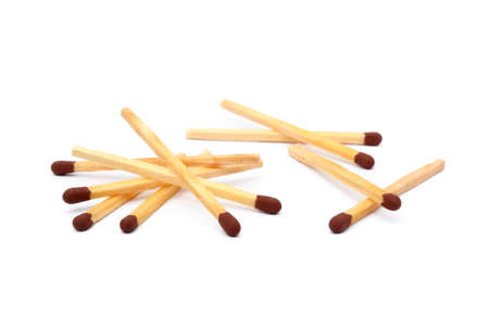 Pile of matches isolated on white backgroundの写真素材