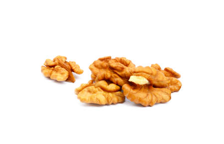 Healthy walnuts isolated on white backgroundの写真素材