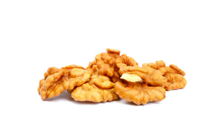 Healthy walnuts isolated on white backgroundの写真素材
