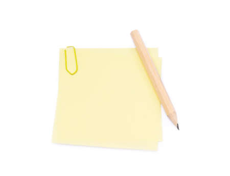 Office supplies isolated on white background, pencil, paper, staples, pencil sharpenersの写真素材