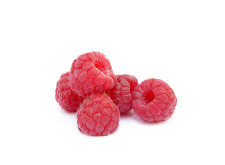 Fresh ripe raspberries isolated on white backgroundの写真素材