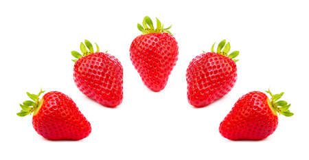 Fresh red strawberries isolated on a white backgroundの写真素材