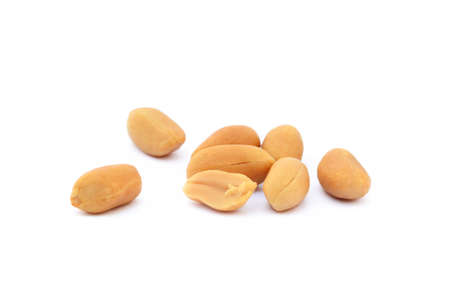 Roasted peanuts snack isolated on a white backgroundの写真素材