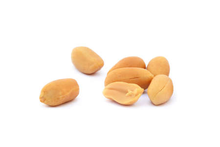 Roasted peanuts snack isolated on a white backgroundの写真素材