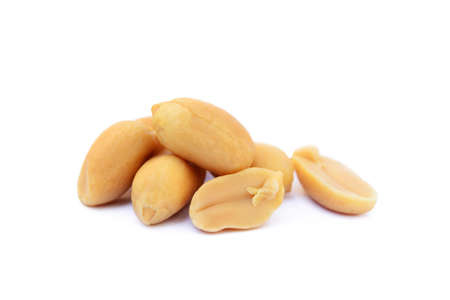 Roasted peanuts snack isolated on a white backgroundの写真素材