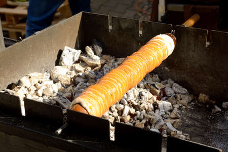 Production of a traditional sweet on the marketの写真素材