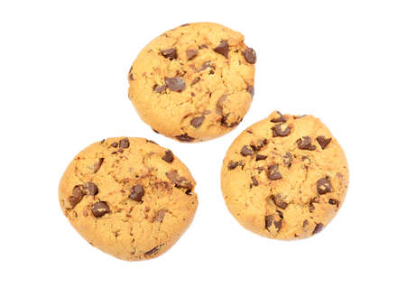 Tasty biscuits with chocolate isolated on white backgroundの写真素材