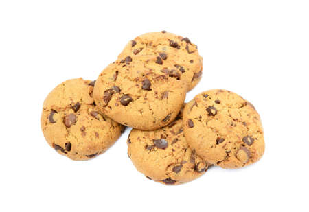 Tasty biscuits with chocolate isolated on white backgroundの写真素材