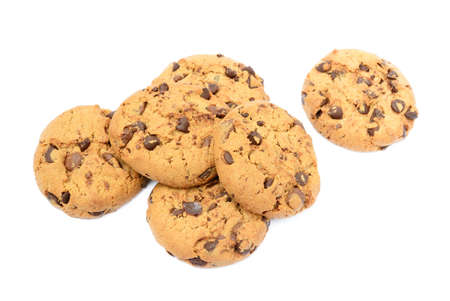 Tasty biscuits with chocolate isolated on white backgroundの写真素材