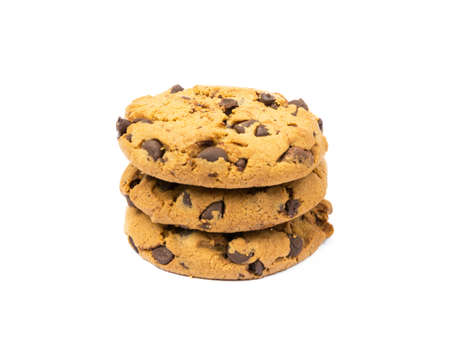 Tasty biscuits with chocolate isolated on white backgroundの写真素材