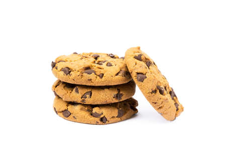 Tasty biscuits with chocolate isolated on white backgroundの写真素材