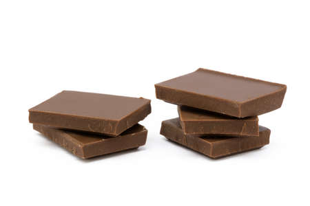 Milk chocolate isolated on white backgroundの写真素材