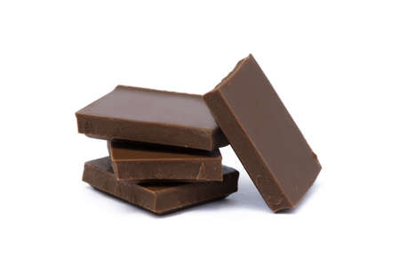 Milk chocolate isolated on white backgroundの写真素材
