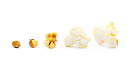Fresh popcorn isolated on white backgroundの写真素材