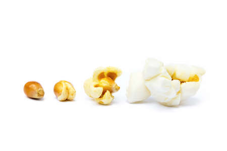 Fresh popcorn isolated on white backgroundの写真素材