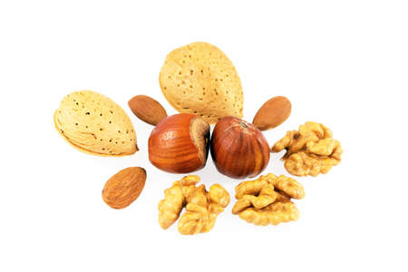 Mixed nuts isolated on white background