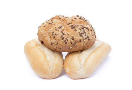 French bun isolated on a white backgroundの写真素材