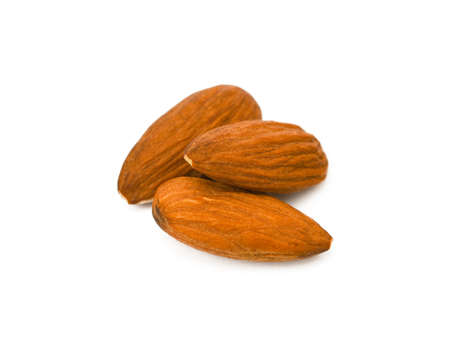 Healty almond isolated on white backgroundの写真素材
